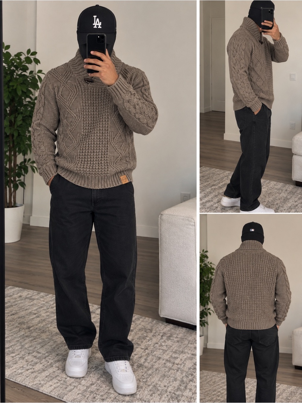 Weatherproof Men's Cable Knit Turtleneck Sweater - Taupe